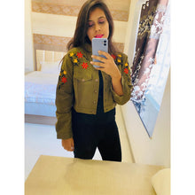 Load image into Gallery viewer, OLIVE GREEN DENIM JACKET