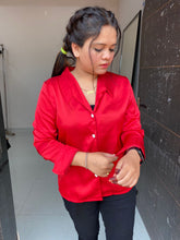 Load image into Gallery viewer, Red Satin Shirt