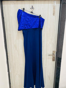 One Shoulder Blue Gown